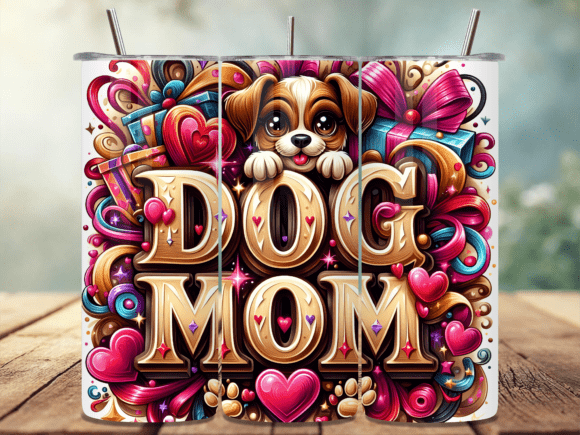 3D Colorful Dog Mom 20oz Tumbler Wrap