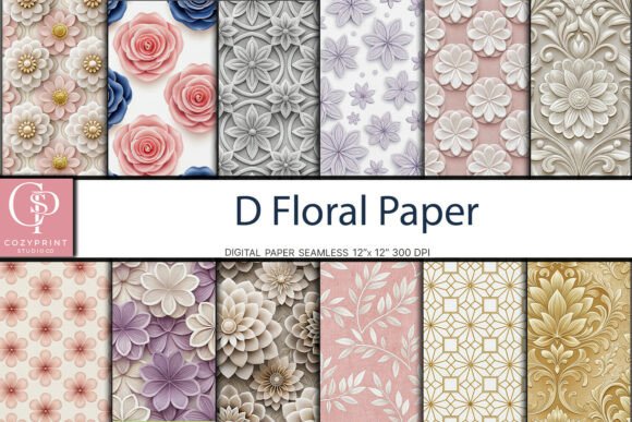 3D Floral Digital Paper Backgrounds for Creative Projects