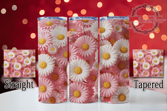 3D Pink and White Floral Tumbler Design