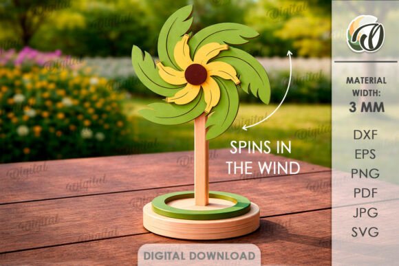3D Pinwheel Stand Laser Cut – Tropical: A Versatile Design for Creative Spaces