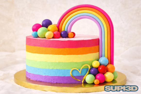 3D Rainbow Arch Cake Topper 🌈: Elevating Celebrations with Modern Design