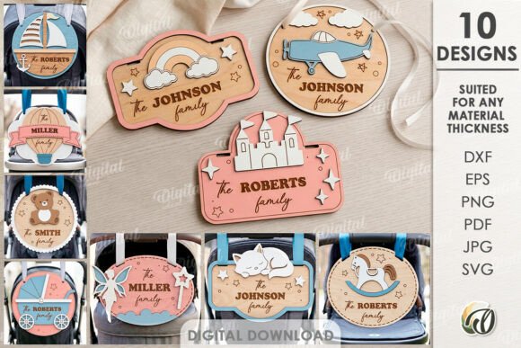 3D Stroller Signs Bundle Laser Cut: Digital Design for Creative Spaces