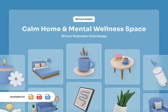 Calm Home Wellness 3D Icon Set: Designing Digital Serenity for Modern Audiences