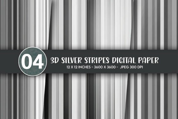 Elevate Your Creative Projects with 3D Silver Stripes Digital Paper