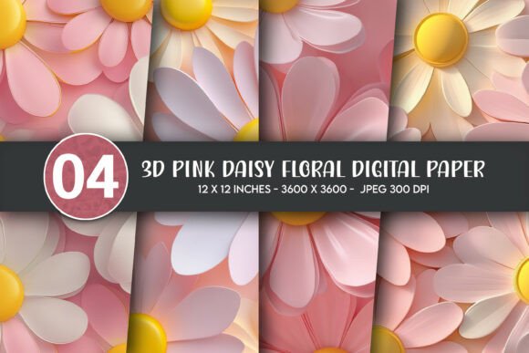 Elevating Creative Workflows with 3D Pink Daisy Floral Digital Paper