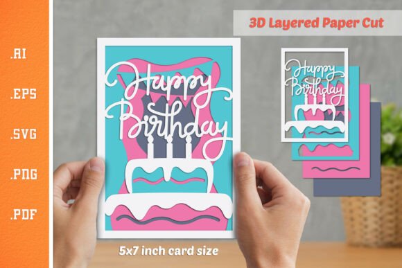 Happy Birthday 3D Layered Paper Cut Design