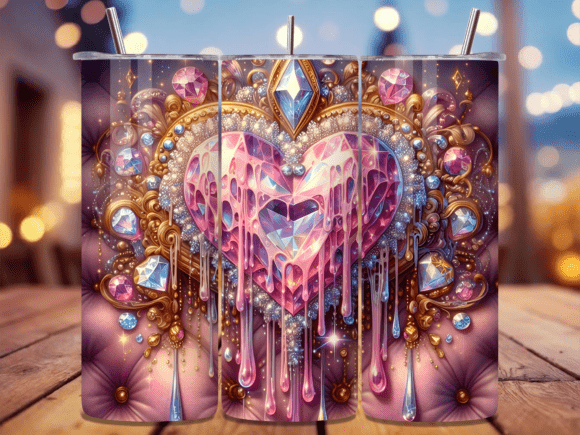 Jewel Heart 3D Inflated Tumbler Wrap