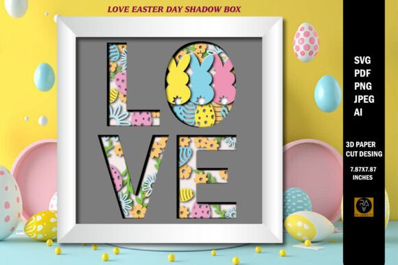 Love Easter Day Shadow Box 3D Paper Cut