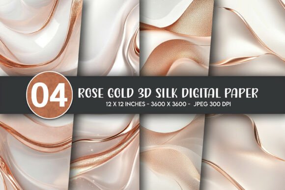 Rose Gold 3D Silk Digital Paper for Creative Design Projects