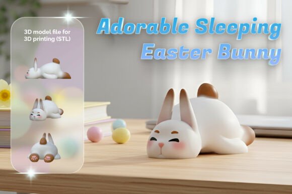 Sleeping Bunny STL 3D Model: Easy 3D Printing for a Cozy Easter Touch