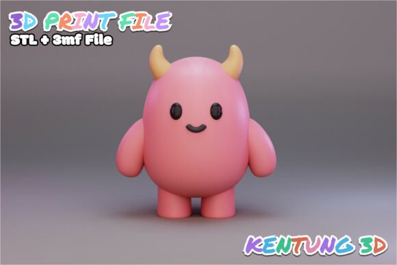 Stylized Kawaii Monster 3D Print Model: A Friendly Addition to Your Collection