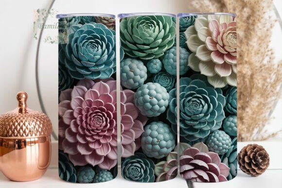 Teal Blush 3D Floral 20oz Tumbler Wrap: Elevating Drinkware Design with Style and Flexibility