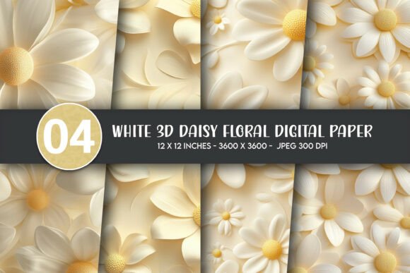 Transform Your Creative Projects with White 3D Daisy Floral Digital Paper