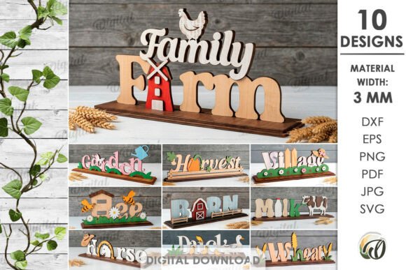 Transform Your Space with the 3D Farm Word Stands Bundle Laser Cut