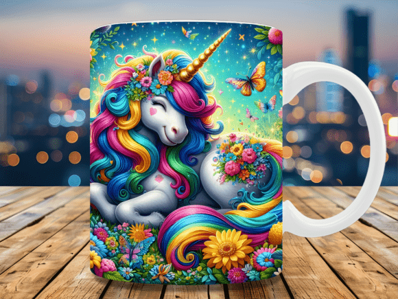 Transform Your Sublimation Projects with the 3D Colorful Floral Unicorn Mug Wrap