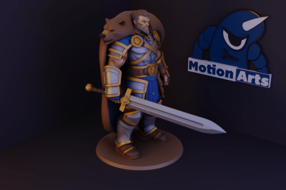 Warrior with Bear Head and Cape 3D Model